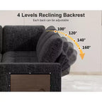Divano letto angolare a L a 7 posti con letto estraibile, porte USB, luce LED, schienale reclinabile, tavolino laterale e pouf, divano in ciniglia