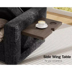 Divano letto angolare a L a 7 posti con letto estraibile, porte USB, luce LED, schienale reclinabile, tavolino laterale e pouf, divano in ciniglia