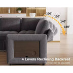 Divano letto angolare a L a 7 posti con letto estraibile, porte USB, luce LED, schienale reclinabile, tavolino laterale e pouf, divano in ciniglia