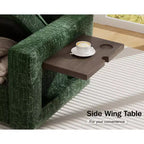 Divano letto angolare a L a 7 posti con letto estraibile, porte USB, luce LED, schienale reclinabile, tavolino laterale e pouf, divano in ciniglia