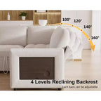 Divano letto angolare a L a 7 posti con letto estraibile, porte USB, luce LED, schienale reclinabile, tavolino laterale e pouf, divano in ciniglia