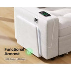 Divano letto angolare a L a 7 posti con letto estraibile, porte USB, luce LED, schienale reclinabile, tavolino laterale e pouf, divano in ciniglia