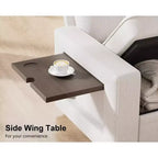 Divano letto angolare a L a 7 posti con letto estraibile, porte USB, luce LED, schienale reclinabile, tavolino laterale e pouf, divano in ciniglia
