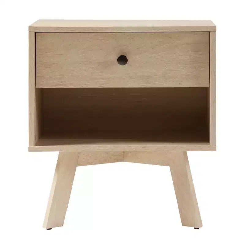 Comodino minimalista moderno di metà secolo a 1 cassetto C Rovere costiero