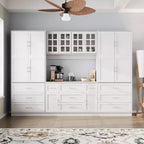 Famapy Large-Capacity Kitchen Pantry Cabinet with Adjustable Shelves,Operable Countertop,Multiple Drawers,Food Storage Hutch,Kitchen Organization