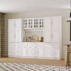 Dispensa da Cucina a Grande Capacità con Ripiani Regolabili, Piano di Lavoro Utilizzabile, Cassetti Multipli, Credenza per Alimenti, Organizzazione per la Cucina