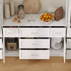 Dispensa da Cucina a Grande Capacità con Ripiani Regolabili, Piano di Lavoro Utilizzabile, Cassetti Multipli, Credenza per Alimenti, Organizzazione per la Cucina