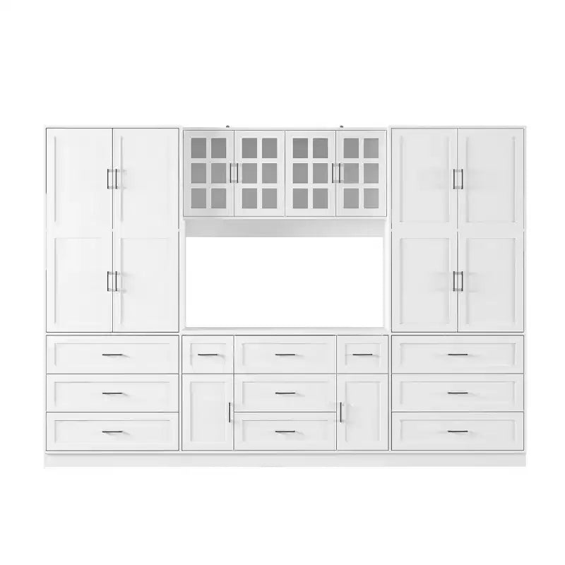 Dispensa da Cucina a Grande Capacità con Ripiani Regolabili, Piano di Lavoro Utilizzabile, Cassetti Multipli, Credenza per Alimenti, Organizzazione per la Cucina