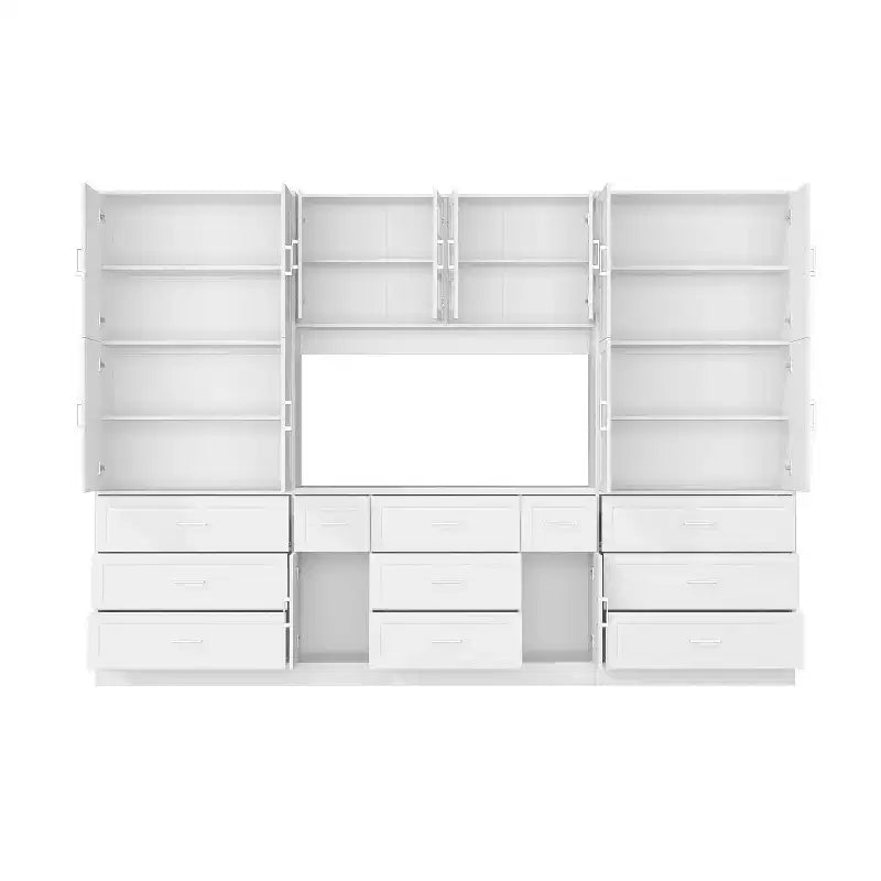Dispensa da Cucina a Grande Capacità con Ripiani Regolabili, Piano di Lavoro Utilizzabile, Cassetti Multipli, Credenza per Alimenti, Organizzazione per la Cucina