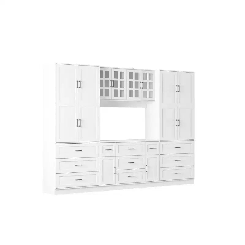 Dispensa da Cucina a Grande Capacità con Ripiani Regolabili, Piano di Lavoro Utilizzabile, Cassetti Multipli, Credenza per Alimenti, Organizzazione per la Cucina