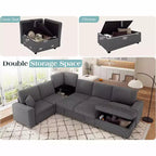 Divano letto da 130", Divano letto estraibile con contenitore, Divano letto convertibile a 6 posti per soggiorno
