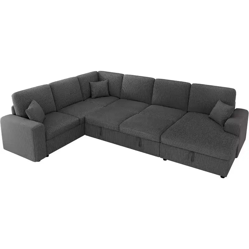 Divano letto da 130", Divano letto estraibile con contenitore, Divano letto convertibile a 6 posti per soggiorno