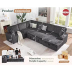 Divano letto da 130", Divano letto estraibile con contenitore, Divano letto convertibile a 6 posti per soggiorno