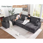 Divano letto da 130", Divano letto estraibile con contenitore, Divano letto convertibile a 6 posti per soggiorno