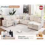 Divano letto da 130", Divano letto estraibile con contenitore, Divano letto convertibile a 6 posti per soggiorno