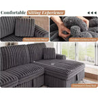 Divano letto da 130", Divano letto estraibile con contenitore, Divano letto convertibile a 6 posti per soggiorno