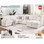 Divano letto da 130", Divano letto estraibile con contenitore, Divano letto convertibile a 6 posti per soggiorno