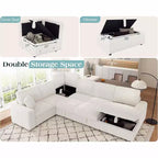 Divano letto da 130", Divano letto estraibile con contenitore, Divano letto convertibile a 6 posti per soggiorno