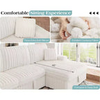Divano letto da 130", Divano letto estraibile con contenitore, Divano letto convertibile a 6 posti per soggiorno