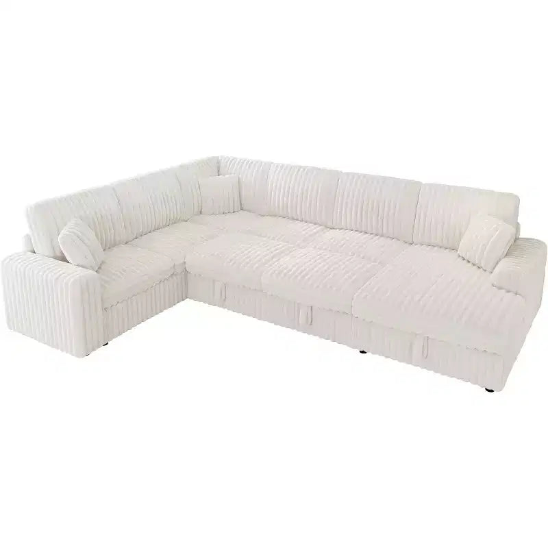 Divano letto da 130", Divano letto estraibile con contenitore, Divano letto convertibile a 6 posti per soggiorno