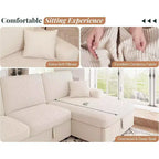 Divano letto da 130", Divano letto estraibile con contenitore, Divano letto convertibile a 6 posti per soggiorno