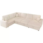 Divano letto da 130", Divano letto estraibile con contenitore, Divano letto convertibile a 6 posti per soggiorno