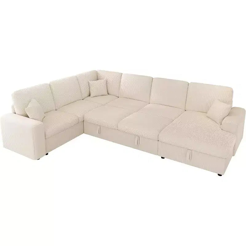 Divano letto da 130", Divano letto estraibile con contenitore, Divano letto convertibile a 6 posti per soggiorno