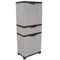 HomeRoots 23 Black and Gray Plastic Accent Cabinet With Four Doors And One Drawer
