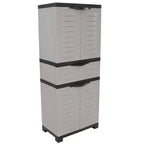 HomeRoots 23 Black and Gray Plastic Accent Cabinet With Four Doors And One Drawer