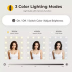 Toeletta con specchio a LED, grande toeletta da 100 cm con 3 luci regolabili