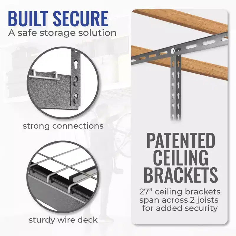 Scaffale portaoggetti da garage a soffitto 120x240 cm