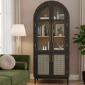 MAYEERTY 71 Tall Arched Storage Cabinet Glass Doors Solid Wood Legs Black