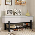 GDFStudio Judd Farmhouse Upholstered Storage Bench with Hidden Compartment and Rubber Wood Legs