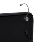 Letto imbottito a terra Queen Size con 2 luci da lettura, letto a piattaforma in PU pelle con testiera ergonomica e sponda di sicurezza