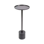 Kate and Laurel Vanora Metal and Marble Drink Table, 10x10x24, Pewter and Black