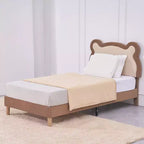 Struttura letto per bambini singola marrone, struttura letto a piattaforma imbottita in legno a forma di orso con testiera regolabile, non necessita di rete a doghe