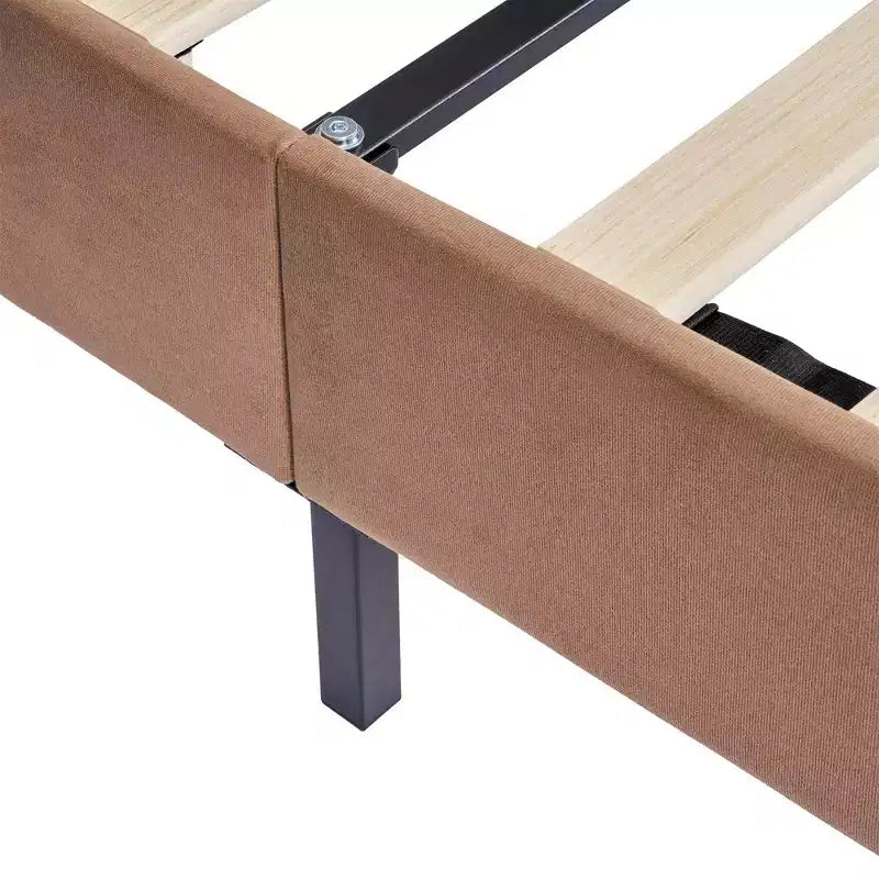 Struttura letto per bambini singola marrone, struttura letto a piattaforma imbottita in legno a forma di orso con testiera regolabile, non necessita di rete a doghe