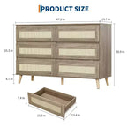 Comò a 6 cassetti in rattan per camera da letto, cassettiere in legno, organizer contenitore moderno stile colonico per armadio, ingresso, soggiorno