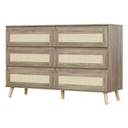 Comò a 6 cassetti in rattan per camera da letto, cassettiere in legno, organizer contenitore moderno stile colonico per armadio, ingresso, soggiorno