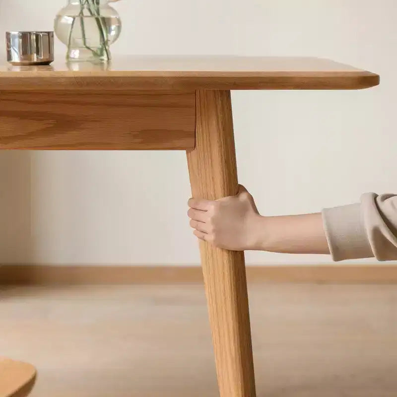 Tavolo da Pranzo Rettangolare Allungabile in Legno di Quercia Effetto Rustico con Piano dagli Angoli Arrotondati e Scorrimento in Metallo
