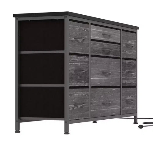 10 Drawer Dresser Tv Stand 55 ,47 Wide Fabric Dresser with Power Outlets,Sturdy Steel Frame Large Bedroom Entertainment Center for Living Room