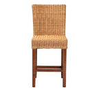 Racquel Natural Rattan and Mahogany Wood Counter Height Barstool Walnut Brown - bali & pari