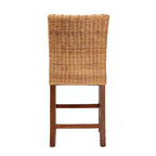 Sgabello da bancone in rattan naturale e legno di mogano, marrone noce