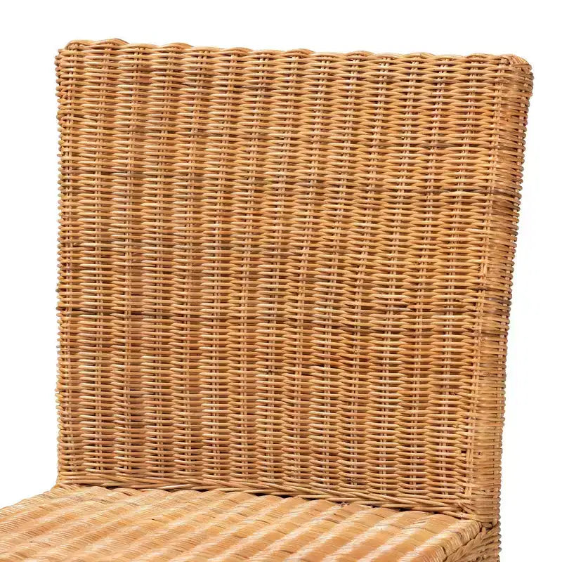 Sgabello da bancone in rattan naturale e legno di mogano, marrone noce