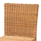 Sgabello da bancone in rattan naturale e legno di mogano, marrone noce