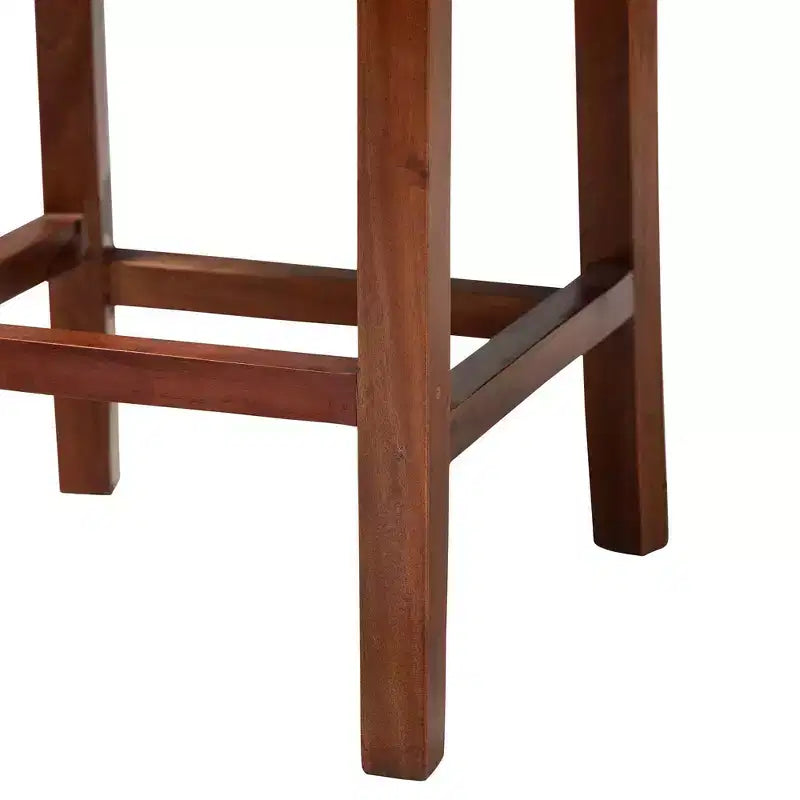 Sgabello da bancone in rattan naturale e legno di mogano, marrone noce