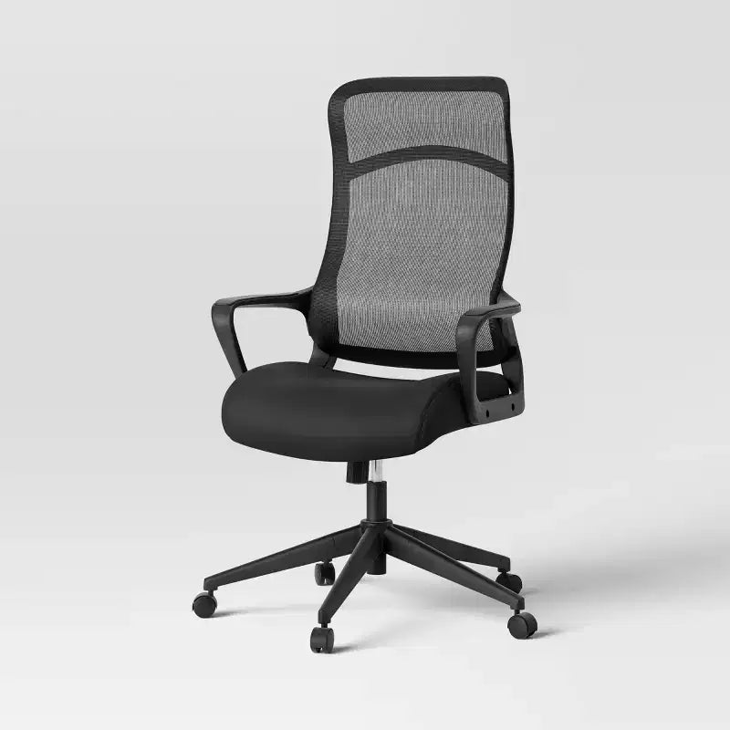 Comfort Office Chair Black - Room Essentials™: Ergonomic, Adjustable, Mesh Back, 5-Wheel Base