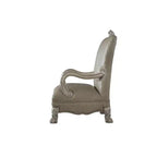Poltrona d'Appoggio 34" in PU, Bianco Osso Vintage, Realizzata a Mano, Capitonnè, Struttura in Poliresina