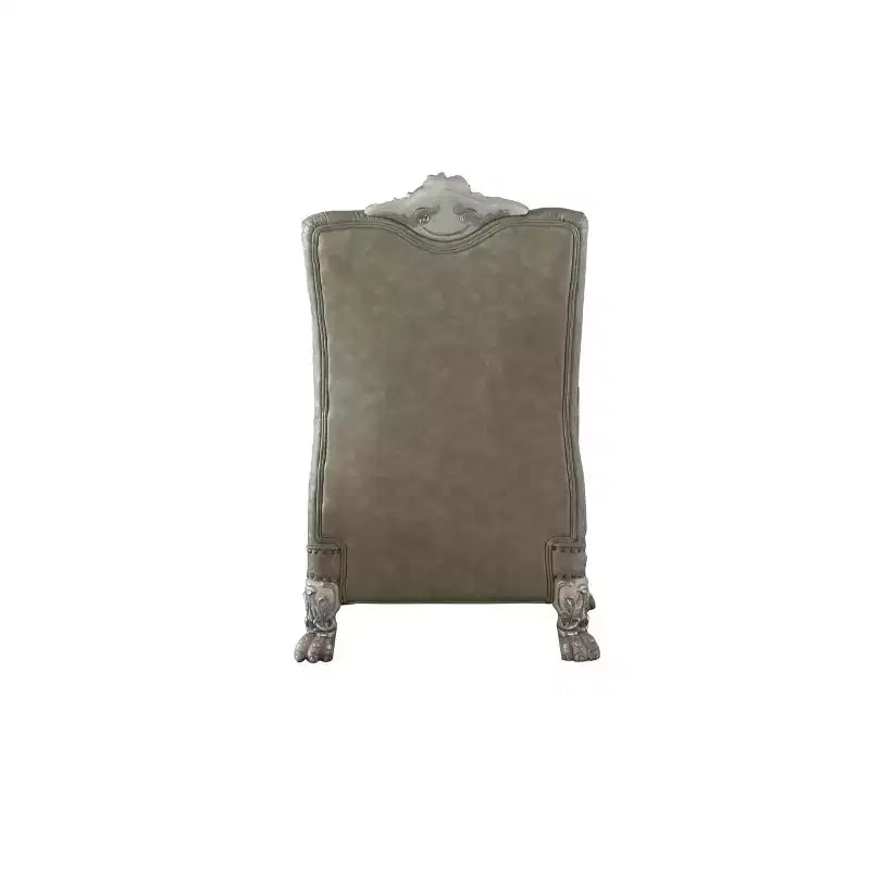Poltrona d'Appoggio 34" in PU, Bianco Osso Vintage, Realizzata a Mano, Capitonnè, Struttura in Poliresina