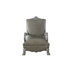 Poltrona d'Appoggio 34" in PU, Bianco Osso Vintage, Realizzata a Mano, Capitonnè, Struttura in Poliresina